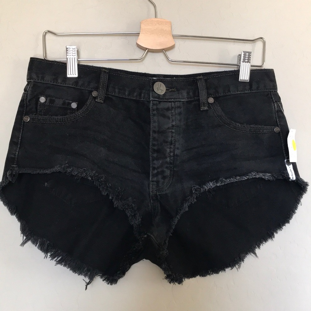 one x one teaspoon black jean short rollers Sz 27